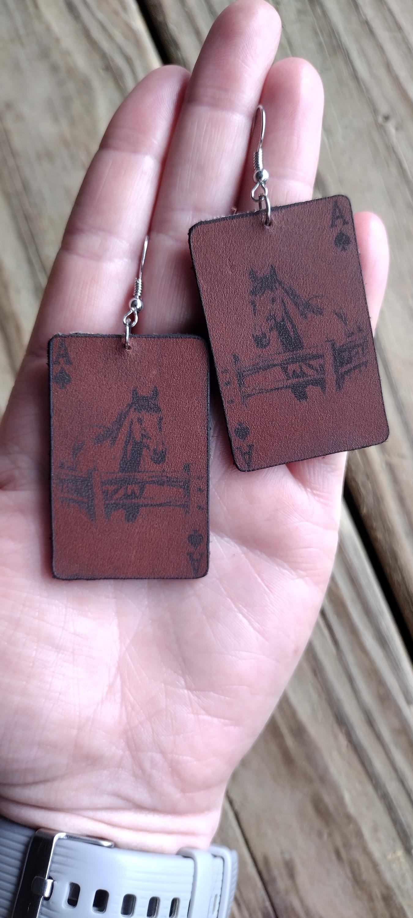 Custom Horse Leather Earrings