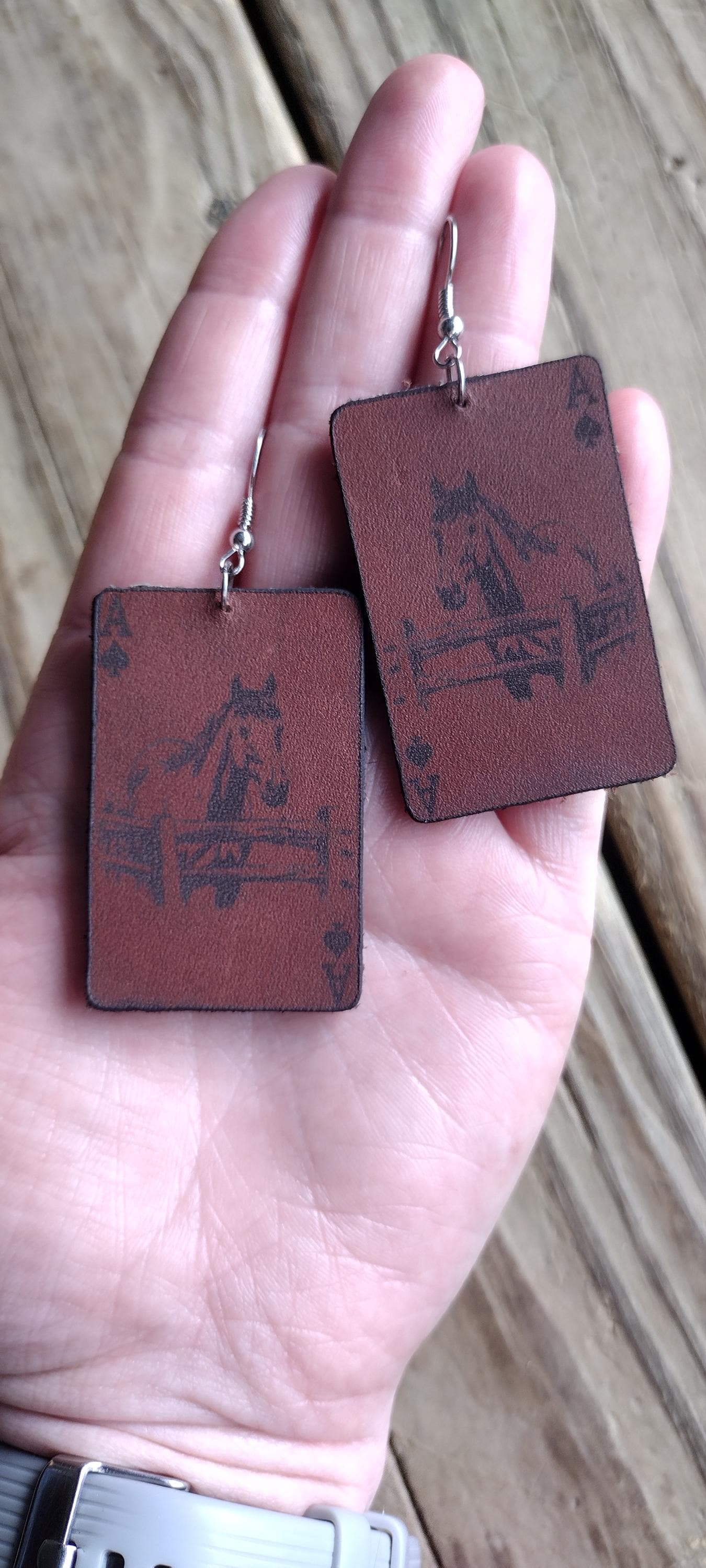 Custom Horse Leather Earrings