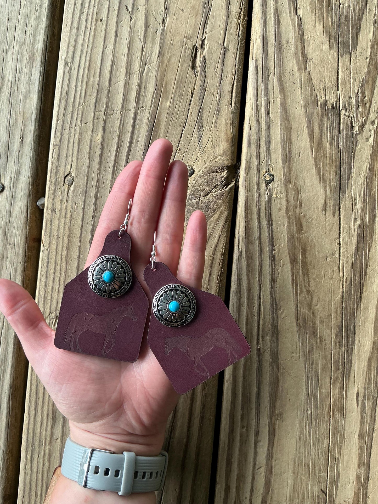 Western Horse Concho Earrings