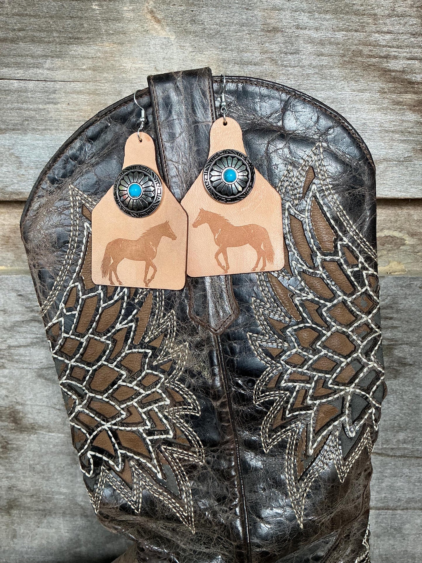 Western Horse Concho Earrings