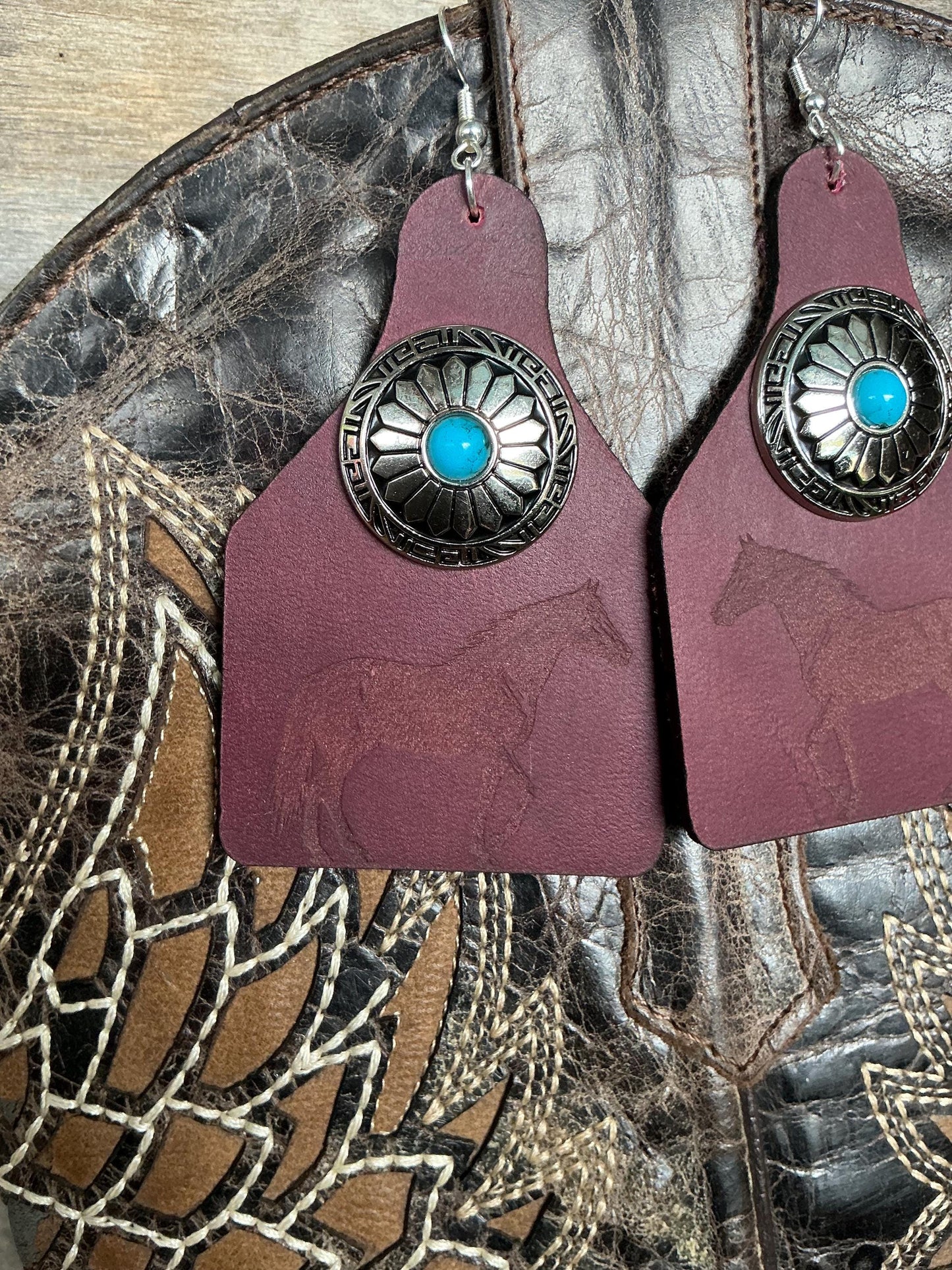Western Horse Concho Earrings
