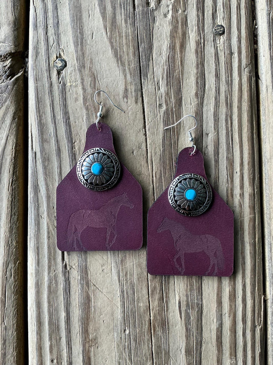 Western Horse Concho Earrings
