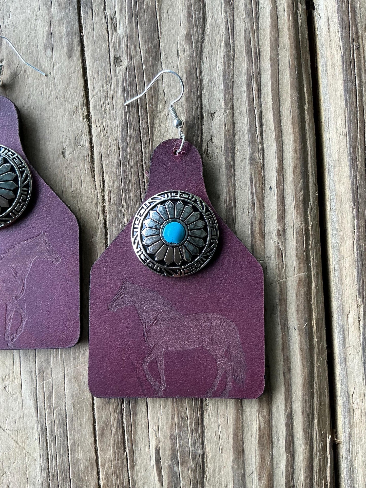 Western Horse Concho Earrings