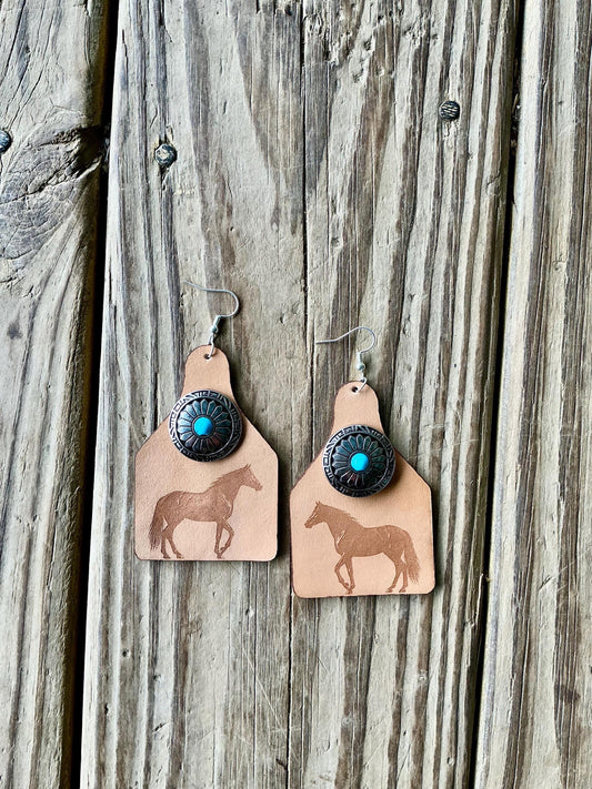Western Horse Concho Earrings