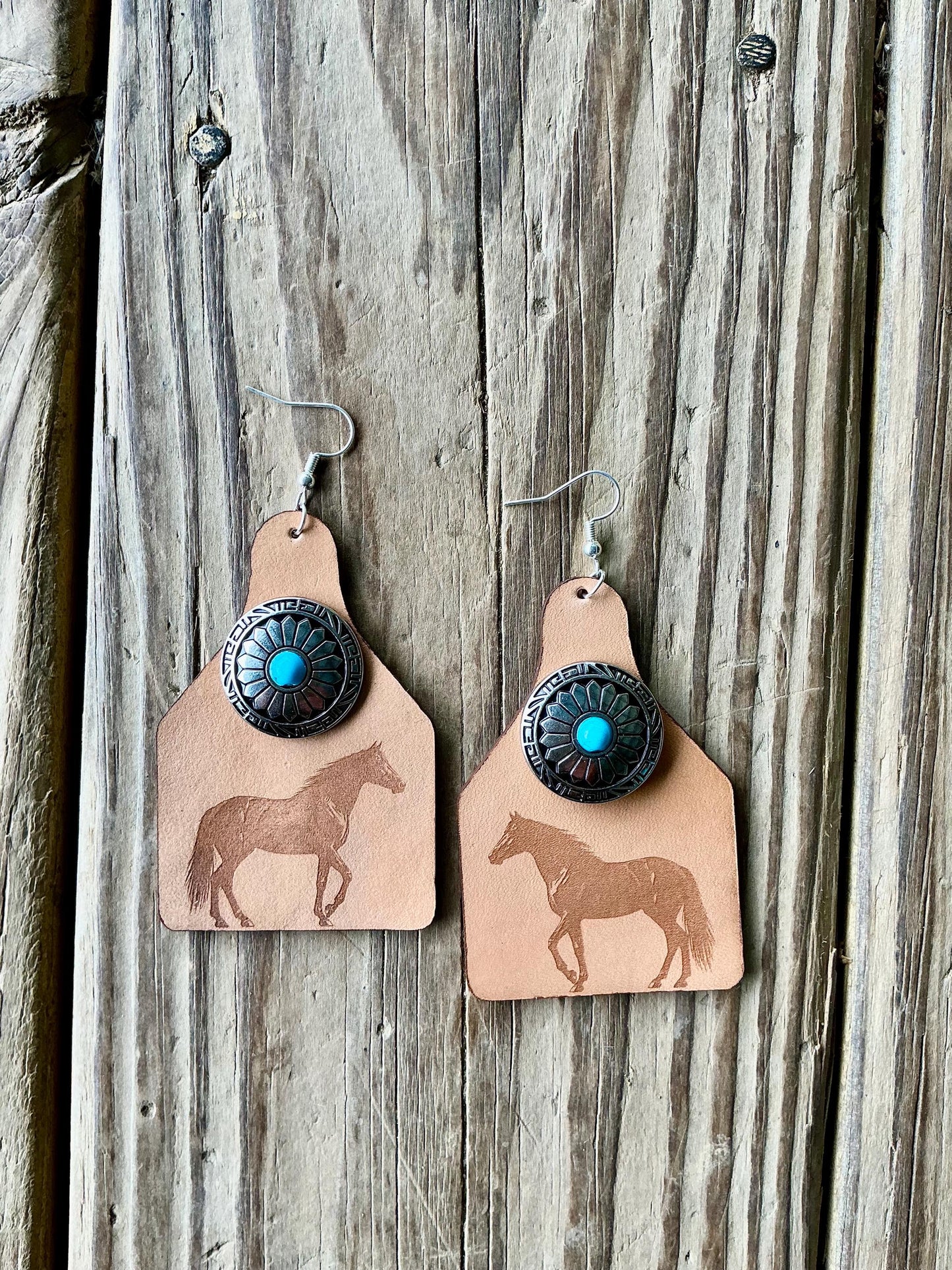 Western Horse Concho Earrings