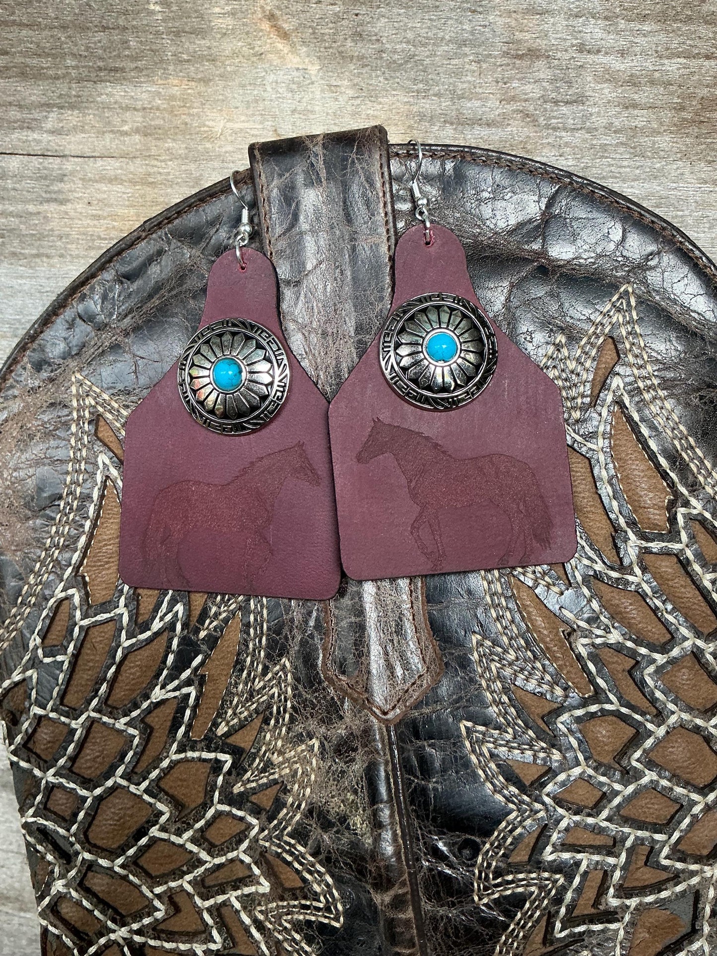 Western Horse Concho Earrings