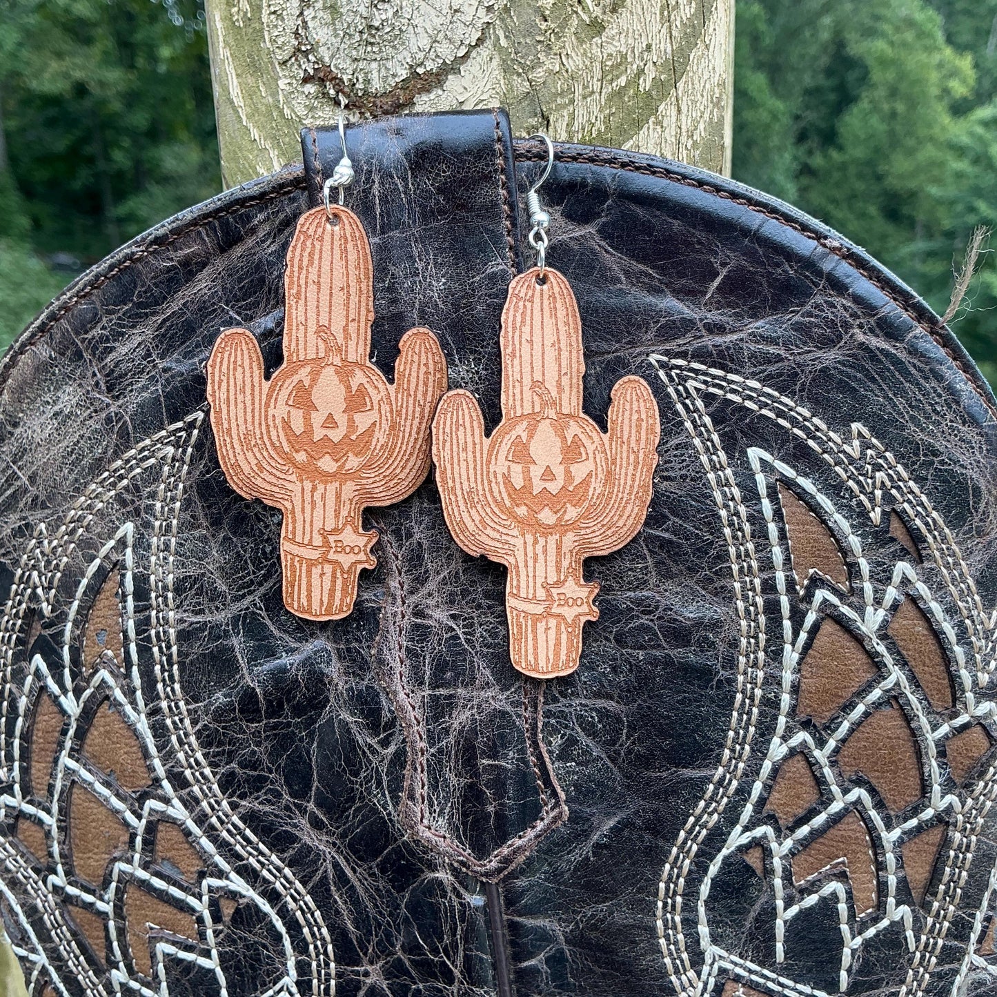 Western Halloween Jack-o'-lantern Earrings