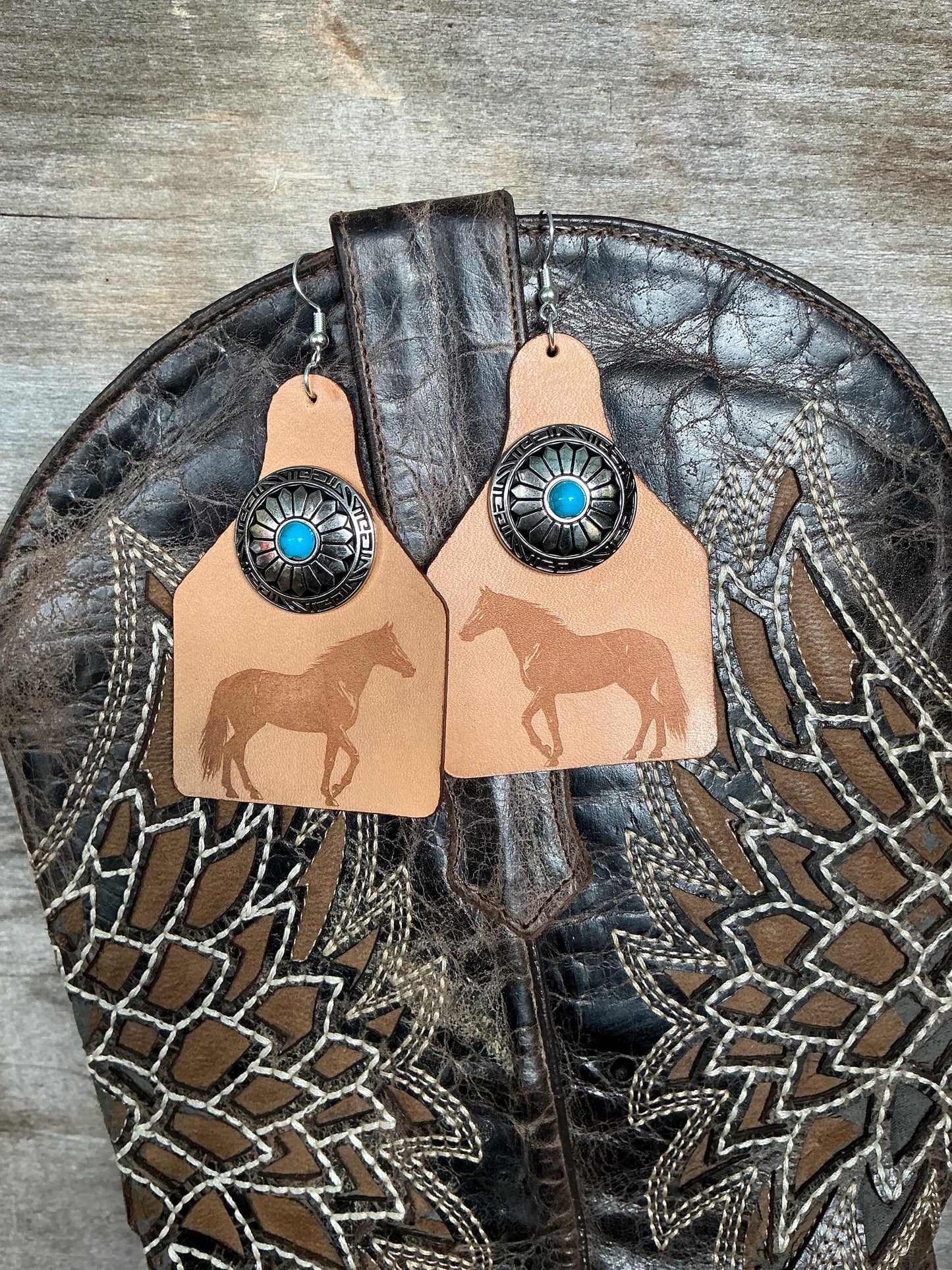 Western Horse Concho Earrings