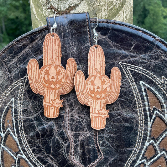 Western Halloween Jack-o'-lantern Earrings