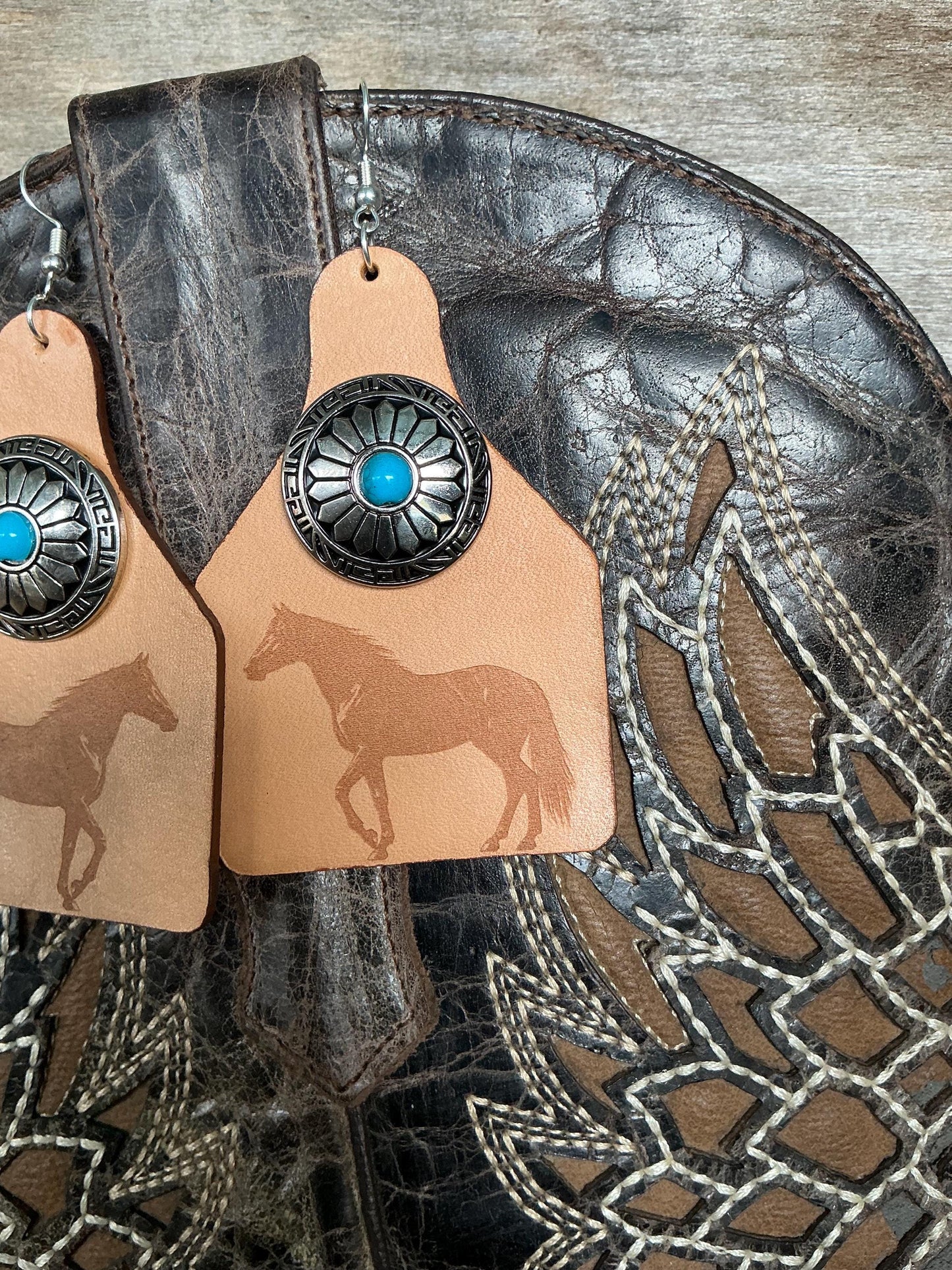 Western Horse Concho Earrings