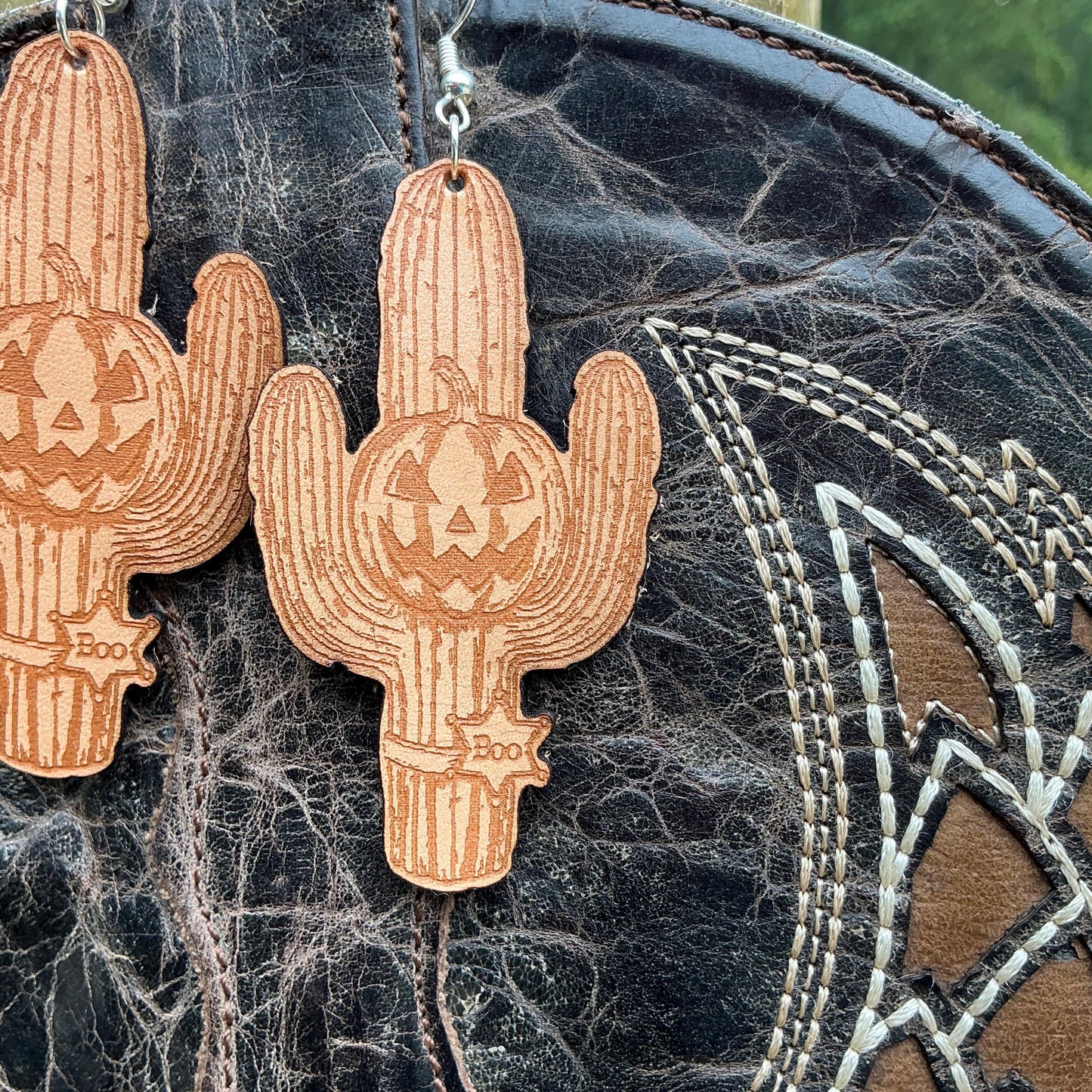 Western Halloween Jack-o'-lantern Earrings