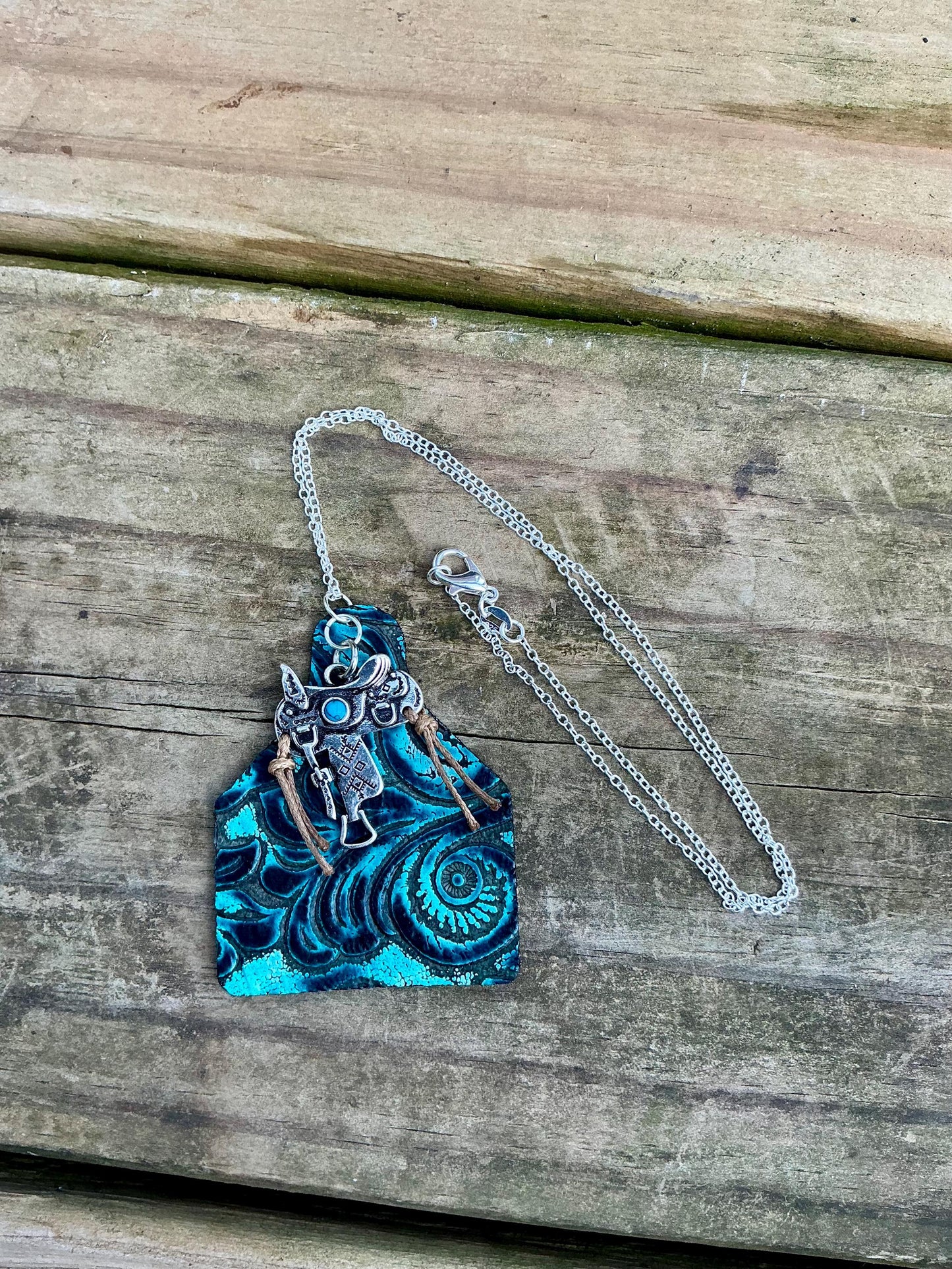 Leather Cowtag & Saddle Necklace