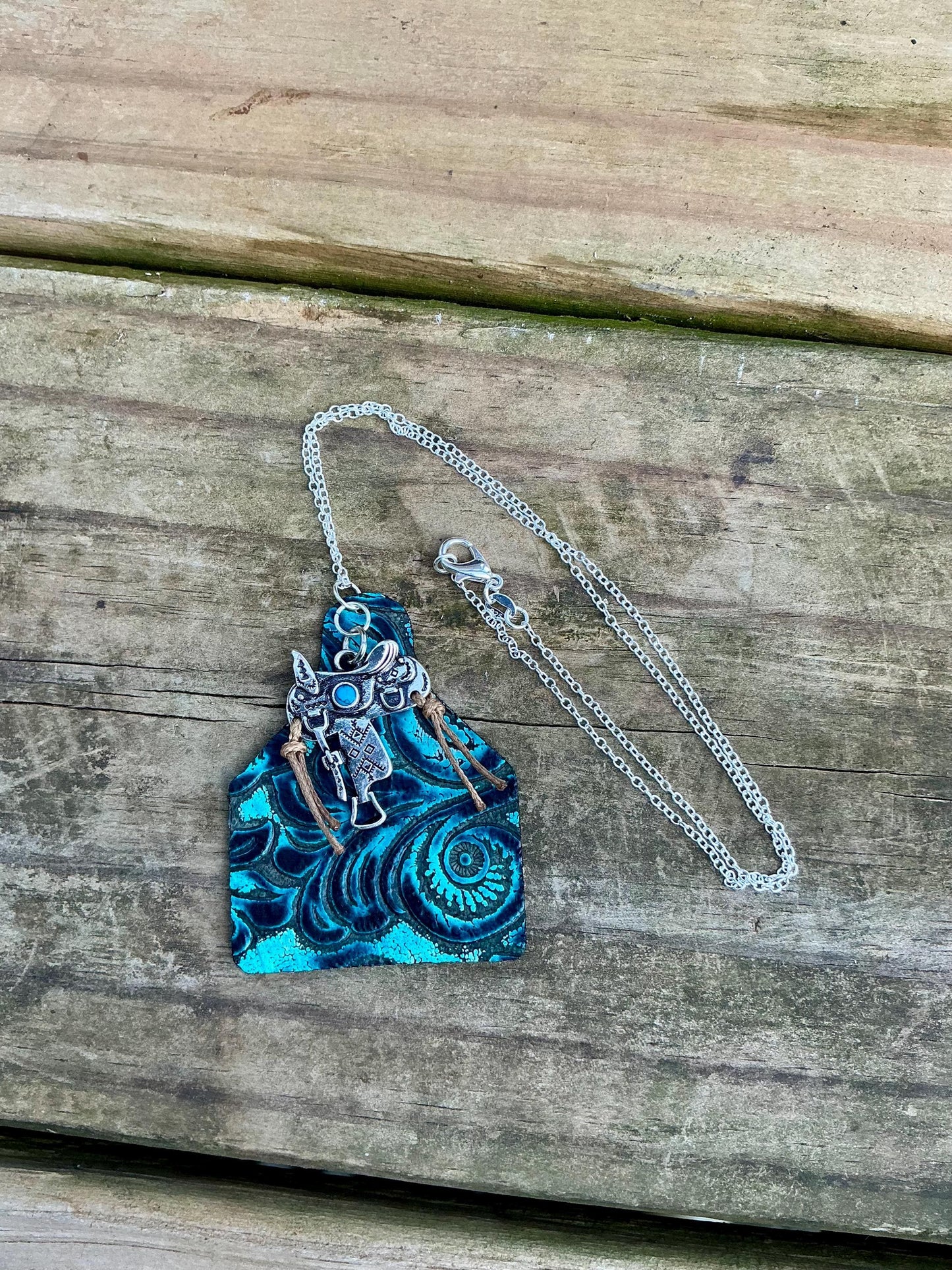 Leather Cowtag & Saddle Necklace